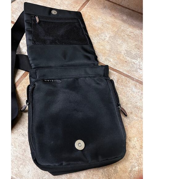 Travelon Black Crossbody Shoulder Bag Organizer Purse Pockets Anti Theft Strap - Picture 3 of 7